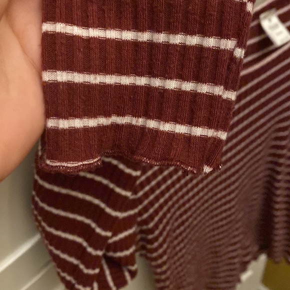 maroon and white striped tight fitted long sleeve - Picture 4 of 4